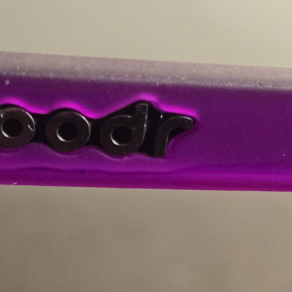 Goodr Brand Purple Sunglasses with Green Lenses - Picture 4 of 4